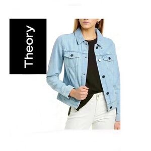 Theory Women's Declyn Linwood Denim Jean Jacket Light blue indigo wash